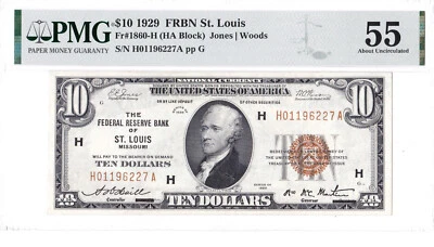 1929 $10 ST LOUIS Missouri MO Federal Reserve Bank FRB Brown National Currency - Image 1 of 2