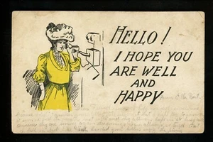 Teléfono Telégrafo Postal Mujer Sombrero Cómic Sombrero Grande De Colección - Imagen 1 de 2