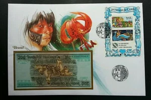 [SJ] Brazil Fairy Tales LUBRAPEX '86 1986 Flower King Peacock FDC banknote cover - Picture 1 of 8