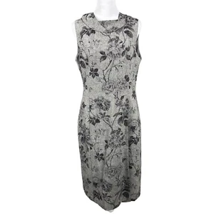 Talbots 8 Wool Blend Grey Floral Roses Cowl Neck Sheath Dress Classic Career - Picture 1 of 17