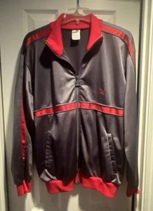 Vintage PUMA XL Track Jacket Mens Large Gray and Red Full Zip Athletic 80s 90s - Picture 1 of 6