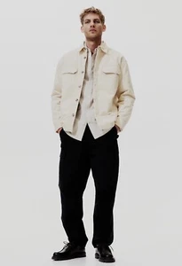 H&M Men’s Cream Cotton Corduroy Jacket Coat Size XS Brand New NWT - Picture 1 of 5