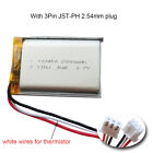 3.7V 2000mAh 7.4Wh 103450 Rechargeable JST 3pin NTC Thermistor 3-Wire Li Battery