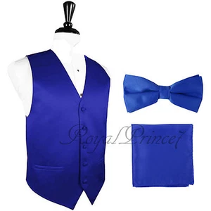 Brand Q SOLID Design Dress VEST Pre-Tied BOW TIE & HANKIE SET For Suit or Tuxedo - Picture 1 of 14