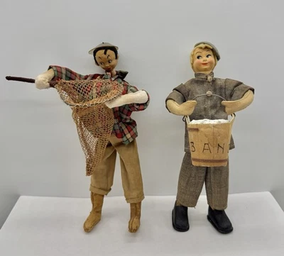 Cloth and Felt Dolls Klumpe Roldan Style ~ Fisherman ~ Abano ~ 7 1/2” ~ Vintage - Image 1 of 4
