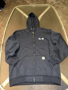 Vintage Carhartt Hoodie Full Zip Sz XL Jacket Navy Blue - Picture 1 of 7