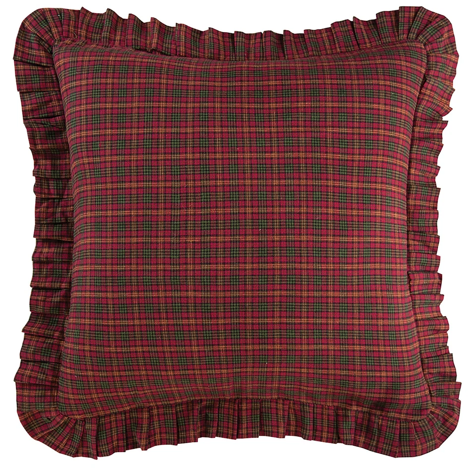 26" x 26" Borgoña/Verde Rústico Lodge Algodón Cuadros Euro Sham - Lavable a Máquina Foto 1 de 1