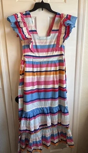 Anthropologie Plenty Tracy Reese Ruffled Rainbow Stripe Maxi Dress Cottagecore S - Bild 1 von 3