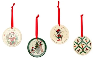 Neu Disney Store Mickey Mouse & Friends Scheiben Ornament Set - 4 Weihnachten hängende Decs - Bild 1 von 7