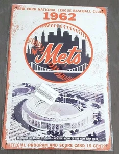 1962 NewYork National League Baseball Club Official Program VTG Style Tin Sign - Picture 1 of 8