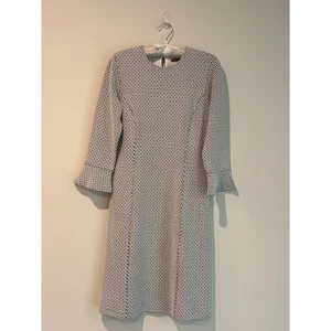 J.McLaughlin Black White Geometric Print Bell Sleeve Sheath Dress XS - Picture 1 of 5