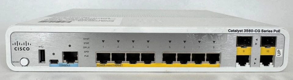 Cisco Catalyst 3560-CG Series WS-C3560CG-8PC-S V03 8-Port PoE+ GbE 2SFP Switch - Image 1 of 3