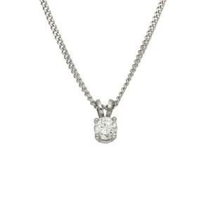 Ladies 18ct White Gold Diamond Solitaire Pendant & Chain - Picture 1 of 5