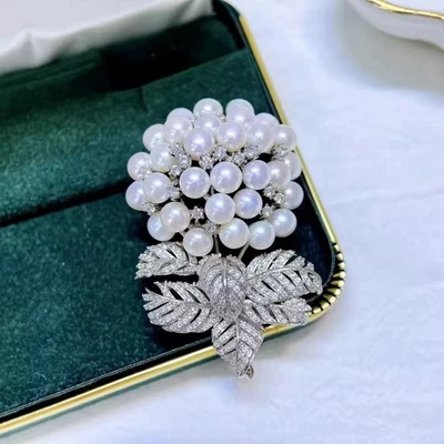 Precioso broche natural mar sur 4-5mm perlas blancas 925s(mr) Foto 1 de 3