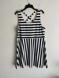 H&M Sleeveless Stripe Dress Women XL Navy, White - Picture 1 of 6