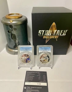 2018 Tuvalu Star Trek USS DISCOVERY & MICHAEL BURNHAM .999 Silver CoinsPCGS PR69 - Picture 1 of 10