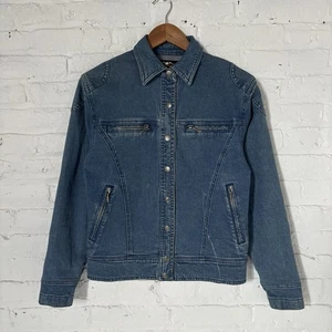 VTG Harley Davidson Womens Jean Jacket XS Button Pockets Biker Denim Logo - Picture 1 of 7
