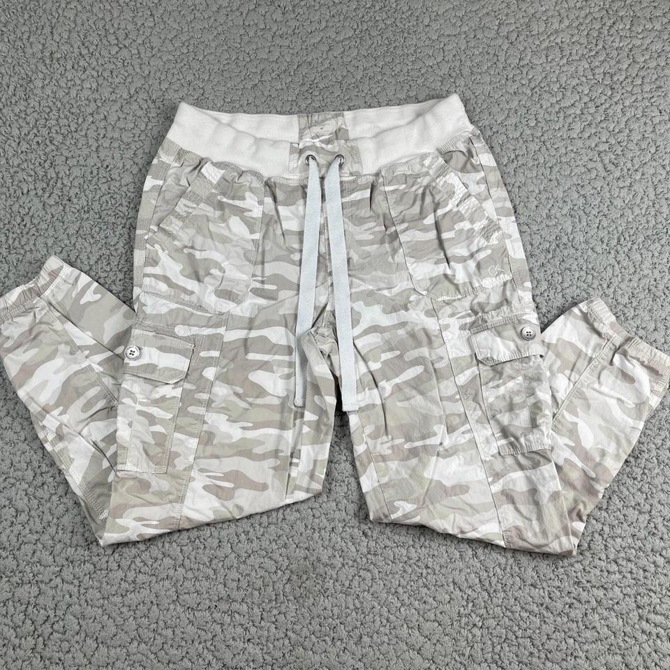 Pantalones de chándal Calvin Klein Performance cargo para mujer medianos blancos tostados camuflaje cordón Foto 1 de 4