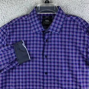 Neu mit Etikett WRK 4-Wege Stretch Hemd Herren 17,5 XL lila kariert schmale Passform Flip Manschette - Bild 1 von 13