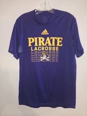 Camiseta Adidas de Lacrosse de la Universidad de Carolina del Este Mediana para Hombres Púrpura Gráfico Logo Foto 1 de 4