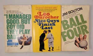 Three Vintage Baseball Themed Paperbacks - Nice Guys Finish Last, Ball Four, +1 - Picture 1 of 24