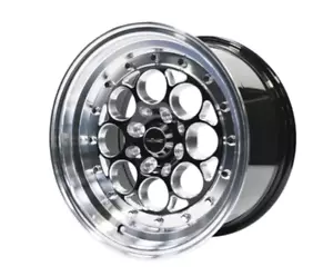 Vms Racing Revolver Schwarz Poliert Lip & Nieten Widerstand Rad Felge 13x8 - Bild 1 von 5