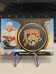 SAM REINHART 2023-24 Upper Deck Trilo3y GOLD Signature Pucks Card- 13/24- #SP-SR - Picture 1 of 2