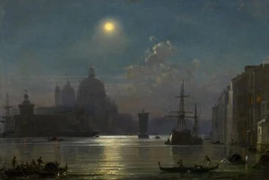Oil Painting repro Friedrich Nerly the Younger Piazza San Marco At Night - Picture 1 of 1