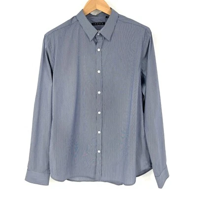 Camisa de vestir THEORY para hombre talla XL con botones a rayas manga larga azul Foto 1 de 4