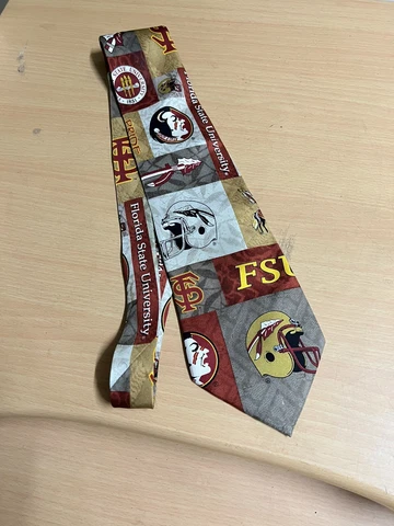 VTG FSU Florida State Seminoles Mens Neck Tie  Eagles Wings 100% Silk Cover