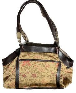 Y2K Liz Claiborne gewebte Blumen Gobelin Schultertasche Handtasche mit doppelten Griffen NEU - Bild 1 von 7