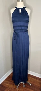 Vestido Ann Taylor Loft Para Mujer S Maxi Azul Sin Mangas Encaje Usado en Excelente Condición Abertura Frontal - Imagen 1 de 9