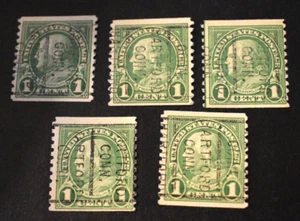 5 - 1923 US Stamps Scott #597 Coils -Precancels - Hartford, CT - Used/LH/NG/VF c - Picture 1 of 2
