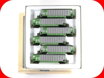 HO Scale BNSF Bethgon Coalporter 6-Pack Set -- Green Scheme -- Walthers 932-5319 - Image 1 of 4