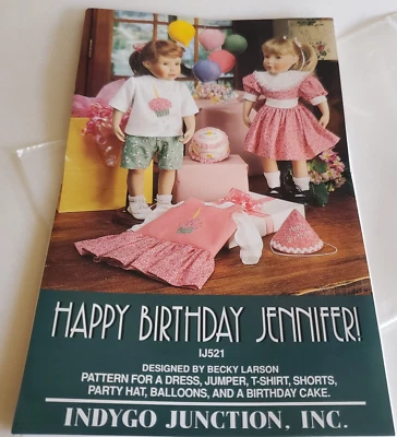 Indygo Junction Pattern IJ521 - "Happy Birthday Jennifer" Doll Clothes - Image 1 of 4