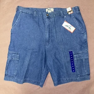 Vintage 1990’s Basic Options Outdoors Denim Cargo Shorts, Deadstock NWT, Size 38 - Picture 1 of 3