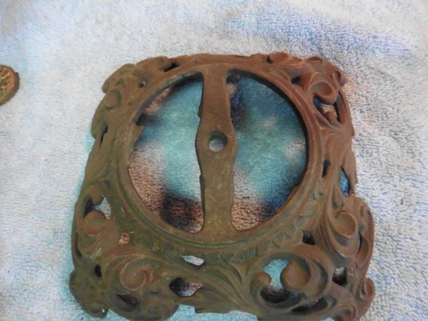 Vintage Lamp ceiling chandelier base Part cast screw hole cast iron heavy Cover