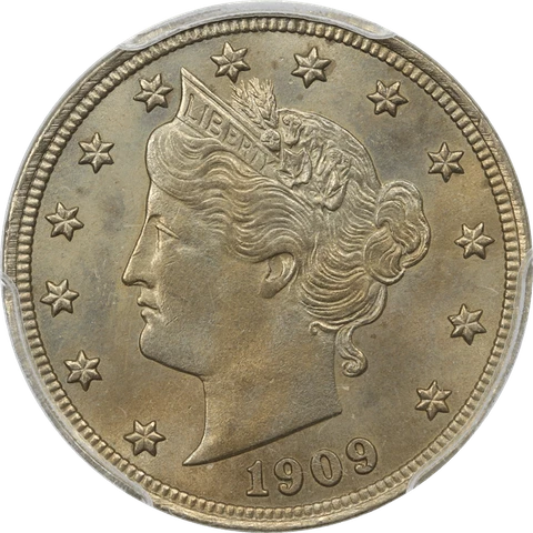 1909 Liberty V Nickel 5c, PCGS MS 65 Cover