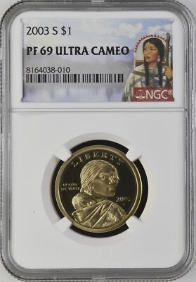 2003 S $1 NGC PF 69 Ultra Cameo Portrait Label - Image 1 of 2