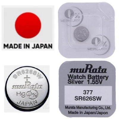 batteria pila MURATA 377 SR626SW SR66 V377 B-377L 606 280-39 9933 SB-AW BA I - Immagine 1 di 4