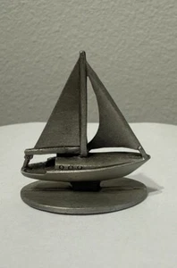 1979 Pewter Sailboat NAUTICAL Vintage SPOONTIQUES Miniature 1.5” x 1.5” Silver - Picture 1 of 8