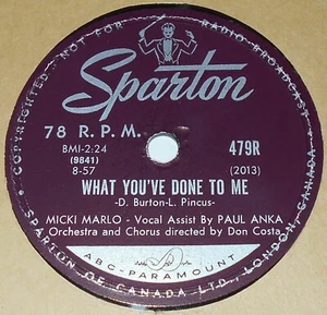 Sparton 479R Micki Marlo What You've Done To Me / That's Right 78 RPM E E Canadá - Imagen 1 de 2