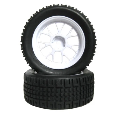 76mm Rubber Flat Rally Tire Wheel Rims 2P For HSP HPI 1/10 On-Road RC Racing Car - Image 1 of 4