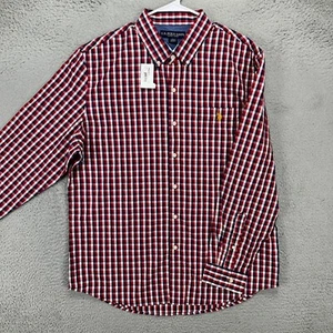 US Polo Assn. Adult Mens Button Down Shirt XL Blue Red Check Long Sleeve NEW - Picture 1 of 9