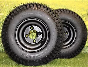 18x8.50-8 Turf Tires on 8x7 Matte Black Alloy Steel Wheels (Set of 2) - Picture 1 of 2