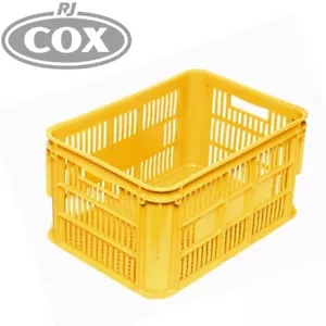 Plastic Storage Container Lug Box Ventilated Stacking Produce & Storage Yellow - Picture 1 of 2