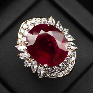 Alluring Vivid Red Ruby Oval 16.70Ct 925 Sterling Silver Handmade Delicate Rings