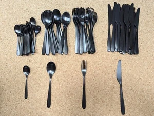 IKEA TILLAGD Black Cutlery Set – 71 Pieces – Pre-Owned – Matte Black Flatware - Picture 1 of 1