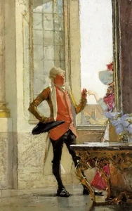Oil gotthardt johann kuehl galantes paar am fenster gallant couple at the window - Picture 1 of 1