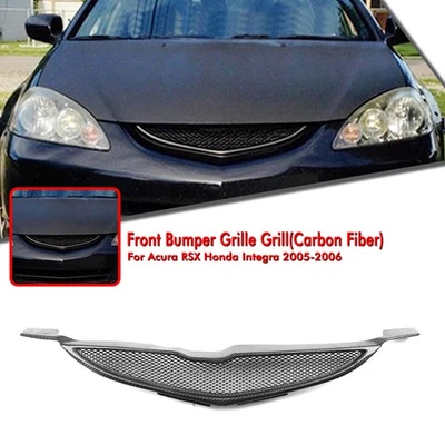 Kit de malla de rejilla de parachoques delantero de fibra de carbono para Acura RSX Honda Integra 2005-2006 Foto 1 de 4